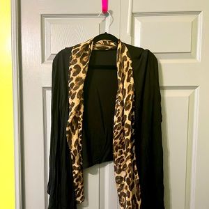 Reborn | Womens Cardigan | Black & Leopard Cardigan